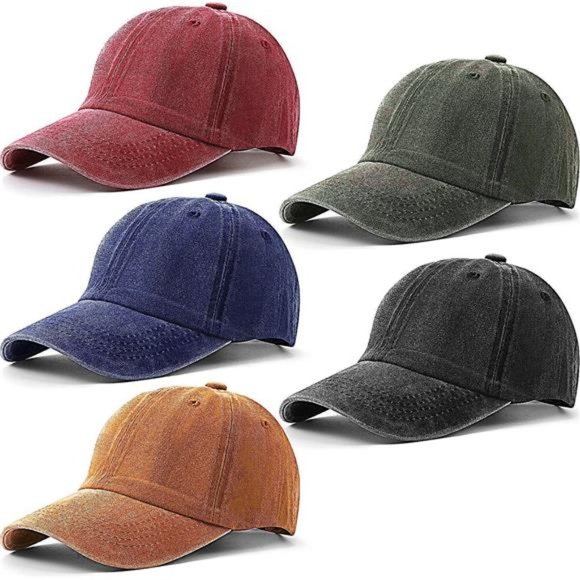5 Pieces Unisex Cotton Vintage Baseball Cap Unstructured Baseball Hat Dad Hat - Picture 1 of 6